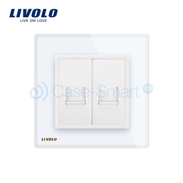 Priza dubla internet Livolo cu rama din sticla