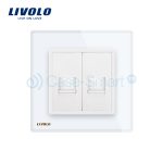 Priza dubla Telefon + Priza internet Livolo cu rama din sticla