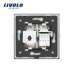 Priza dubla Telefon + Priza internet Livolo cu rama din sticla