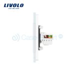 Priza dubla Telefon + Priza internet Livolo cu rama din sticla
