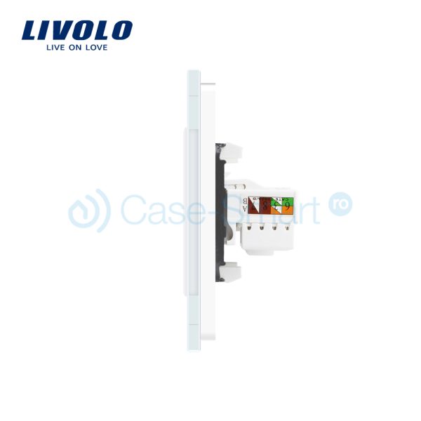 Priza dubla Telefon + Priza internet Livolo cu rama din sticla