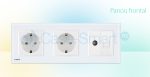 Priza tripla Livolo cu rama din sticla 2 prize simple+TV/internet