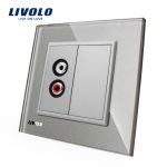 Priza simpla audio Livolo cu rama din sticla