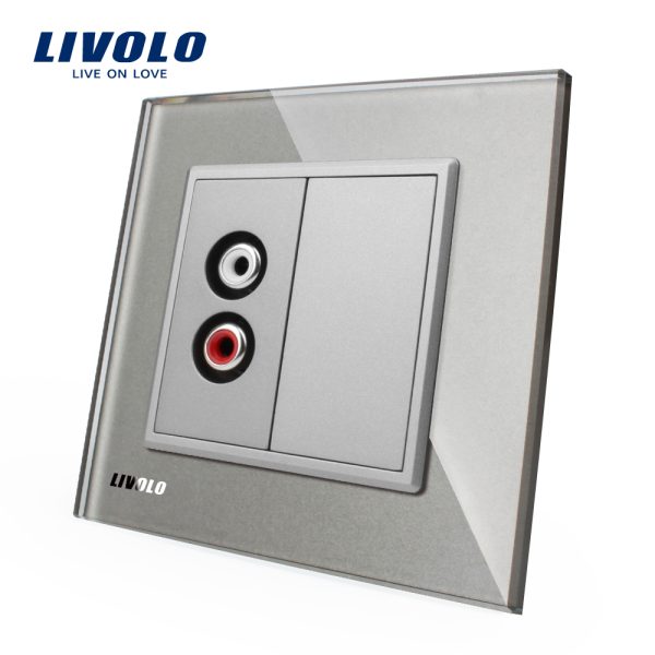 Priza simpla audio Livolo cu rama din sticla
