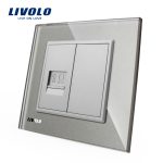 Priza internet Livolo cu rama din sticla