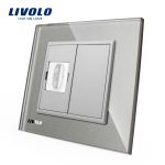 Priza simpla HDMI Livolo cu rama din sticla