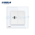 Priza simpla HDMI Livolo cu rama din sticla
