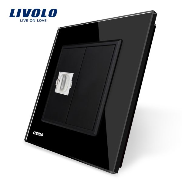 Priza simpla HDMI Livolo cu rama din sticla