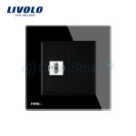 Priza simpla HDMI Livolo cu rama din sticla