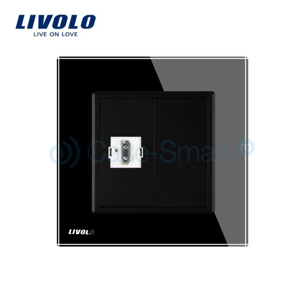 Priza simpla HDMI Livolo cu rama din sticla