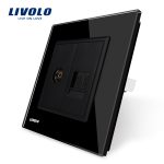 Priza dubla TV + Telefon Livolo cu rama din sticla