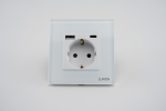 Priza Simpla + USB-A + USB-C LUXION cu Rama din Sticla