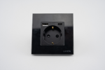 Priza Simpla + USB-A + USB-C LUXION cu Rama din Sticla