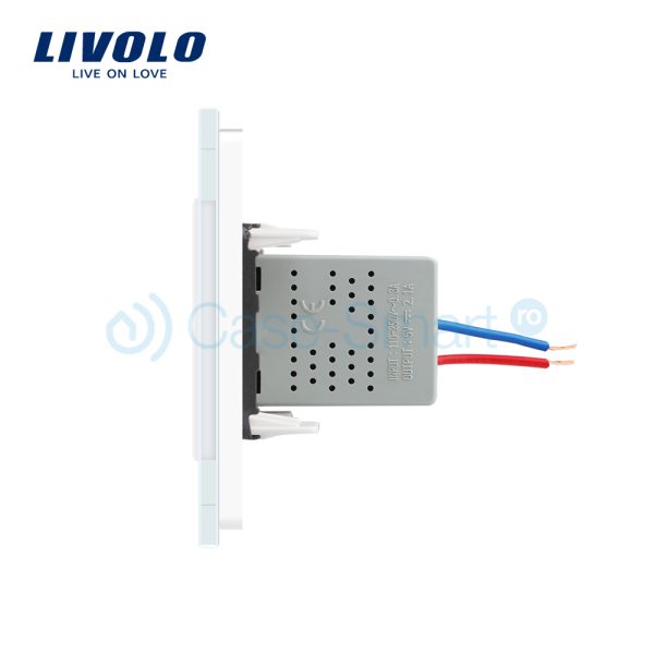 Priza USB Livolo cu rama din sticla