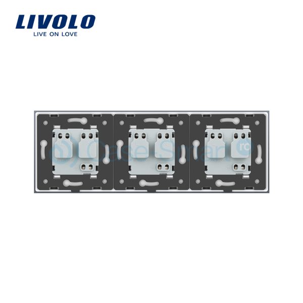 Priza tripla Livolo cu rama din sticla