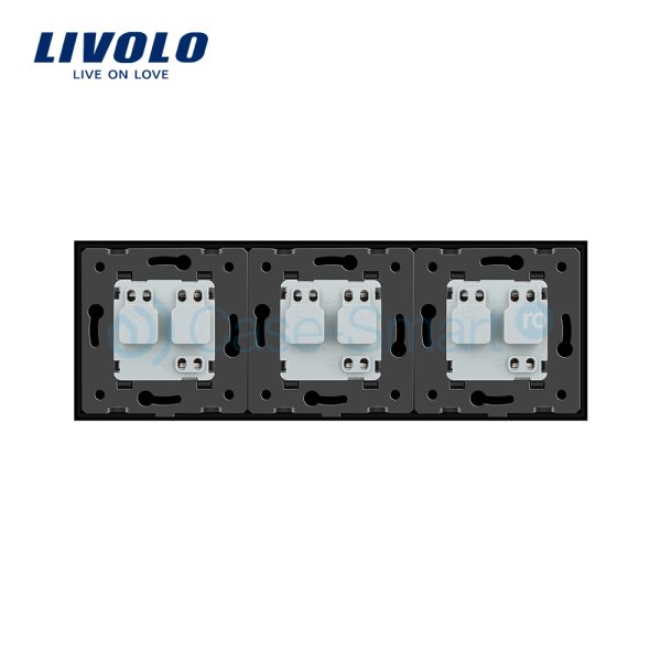 Priza tripla Livolo cu rama din sticla