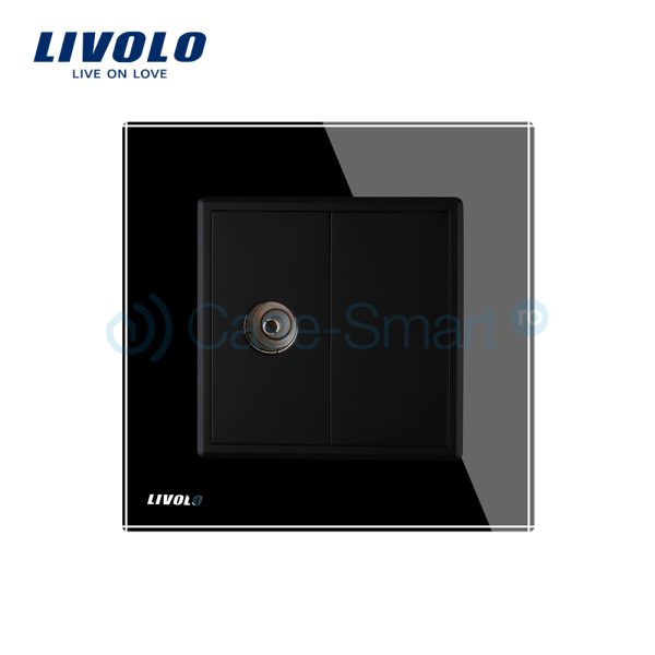 Priza simpla TV Livolo cu rama din sticla
