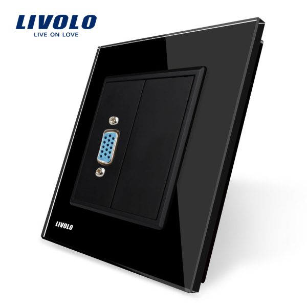 Priza cu mufa VGA mama Livolo cu rama din sticla