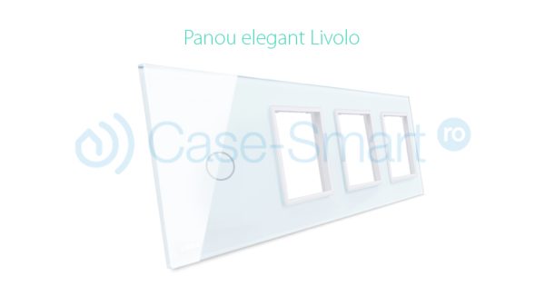 Rama intrerupator cu touch simplu+priza tripla LIVOLO din sticla
