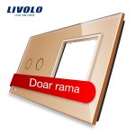 Panou intrerupator dublu cu touch + priza simpla Livolo din sticla