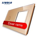 Panou intrerupator simplu cu touch si priza simpla Livolo din sticla