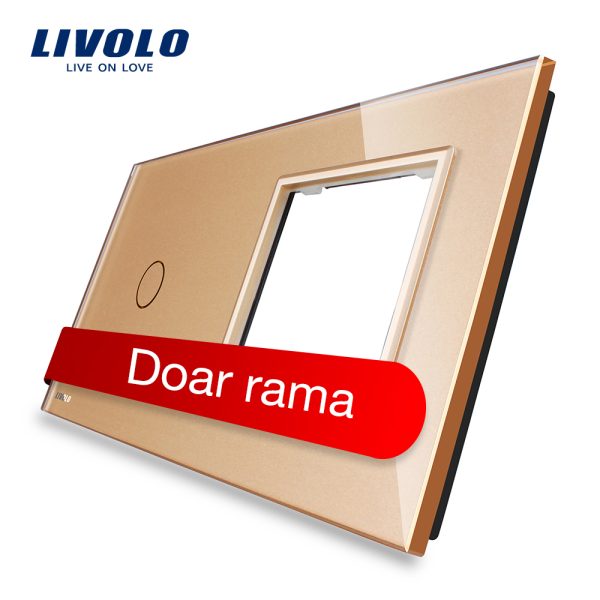Panou intrerupator simplu cu touch si priza simpla Livolo din sticla