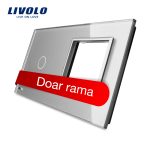 Panou intrerupator simplu cu touch si priza simpla Livolo din sticla