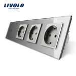 Intrerupator simplu + Priza tripla LIVOLO cu touch din sticla