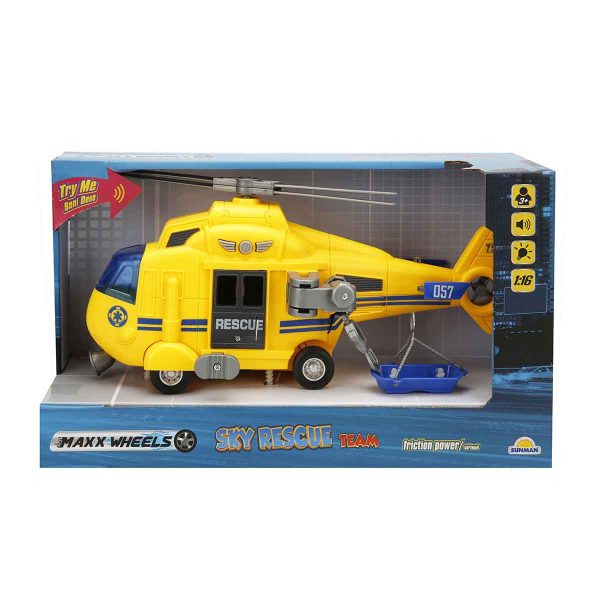 Elicopter de interventie cu lumini si sunete, Maxx Wheels, 1:16, Galben