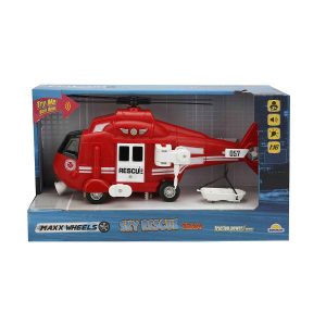Elicopter de interventie cu lumini si sunete, Maxx Wheels, 1:16, Rosu