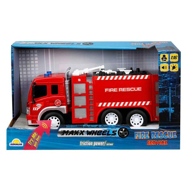 Camion de pompieri cu lumini si sunete, Maxx Wheels, 1:16