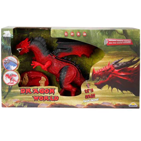 Figurina Dragon cu telecomanda, Crazoo, Rosu