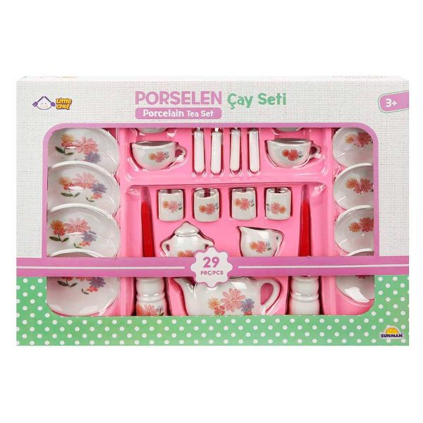 Set de ceai, din portelan, Little Chef, 29 piese, Flori