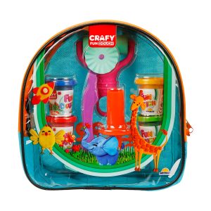 Set de modelare din plastilina cu rucsac, Crafy, Portocaliu-Bleu