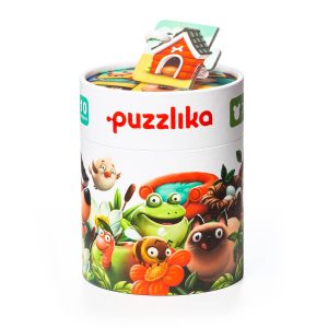 Puzzle din lemn, Cubika, Animalutele si casuta lor, 20 piese