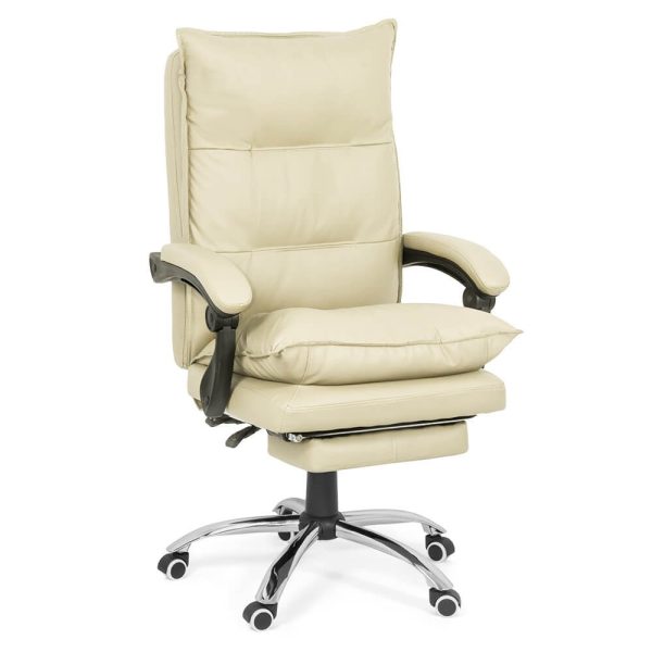 RESIGILAT - Scaun directorial cu suport de picioare si recliner OFF 419 crem
