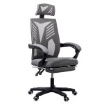 Scaun de birou pentru gaming din mesh si suport picioare OFF 427 gri