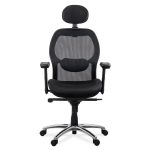 Scaun de birou ergonomic rezistent 150 kg cu suport lombar si cotiere reglabile SYYT 9513 negru