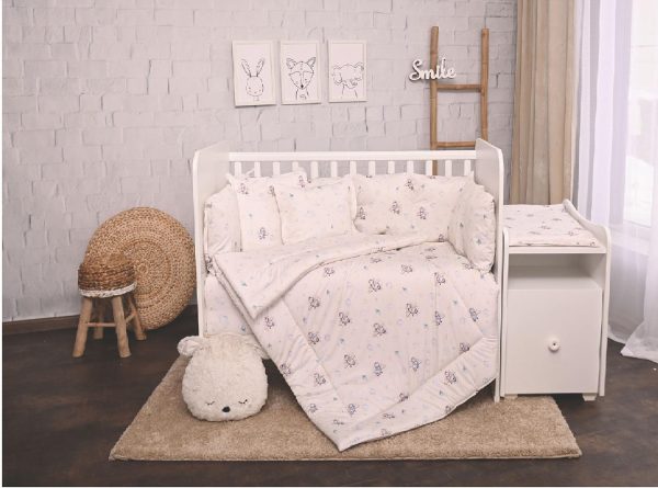 Set lenjerie de pat Lorelli, cu 8 piese din bumbac ranforce, Trend, Blue aeroplane