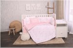 Set lenjerie de pat Lorelli, cu 8 piese din bumbac ranforce, Trend, Pink moons and stars