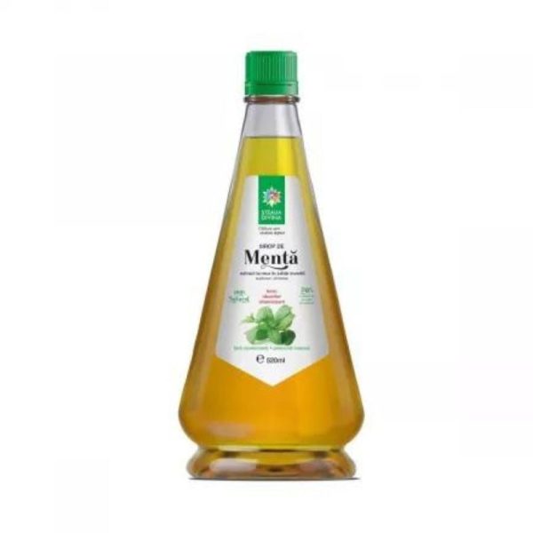 Sirop natural de Menta presat la rece, 520 ml, Steaua Divina