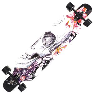 Longboard Action One, ABEC-7 PU, Aluminiu, 100 kg, 105.5 x 22 cm, Multicolor Flower Skull