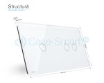 Panou intrerupator dublu + simplu cu touch Livolo din sticla