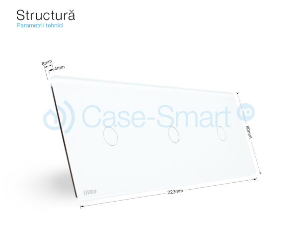 Panou intrerupator simplu+simplu+simplu cu touch Livolo din sticla