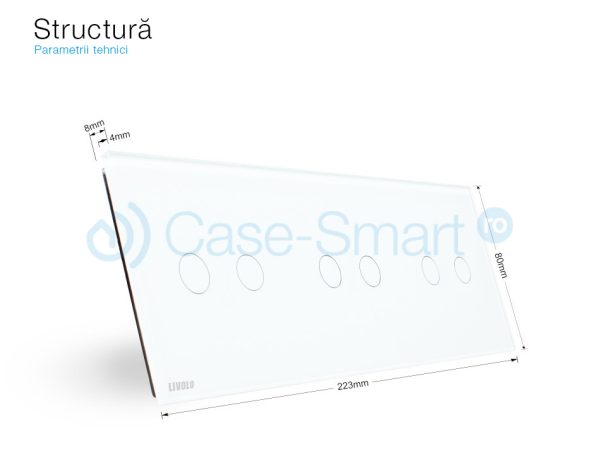 Panou intrerupator dublu+dublu+dublu cu touch Livolo din sticla