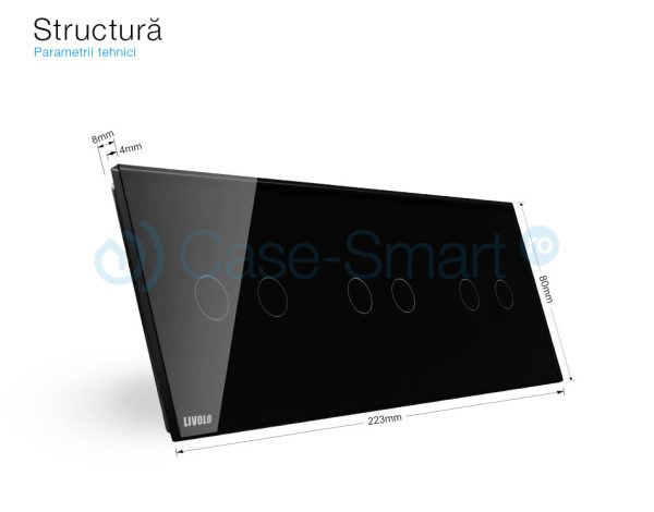 Panou intrerupator dublu+dublu+dublu cu touch Livolo din sticla