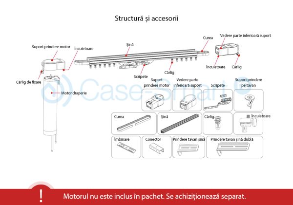 Sina draperie, compatibila cu motor draperie Orvibo