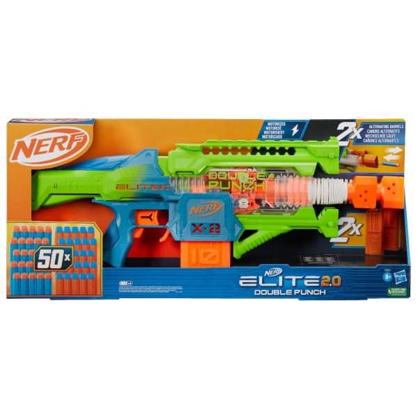 Blaster Nerf cu 2 lansatoare cu 50 sageti din spuma, Elite 2.0