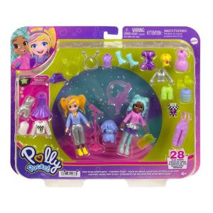 Set 2 papusi cu haine si accesorii, Polly Poket, HKV97