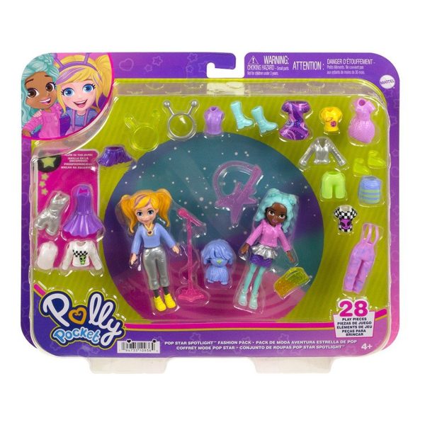Set 2 papusi cu haine si accesorii, Polly Poket, HKV97
